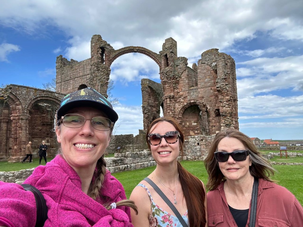 Family at castle ruins