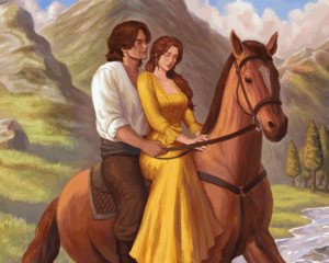 Adella and Kol riding one horse